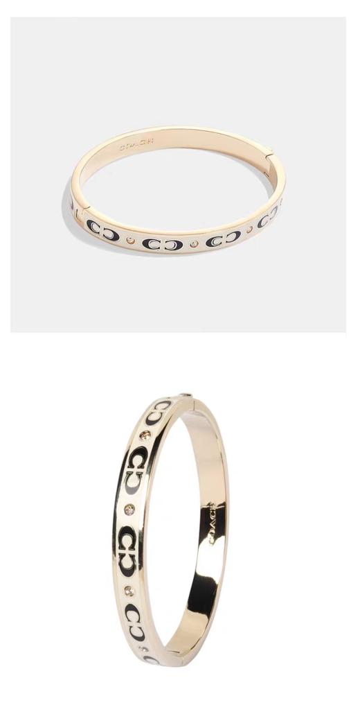 【特惠】【品牌授权】蔻驰奥莱女士经典双c珐琅铰链开口手镯简约时尚礼物 商品图4
