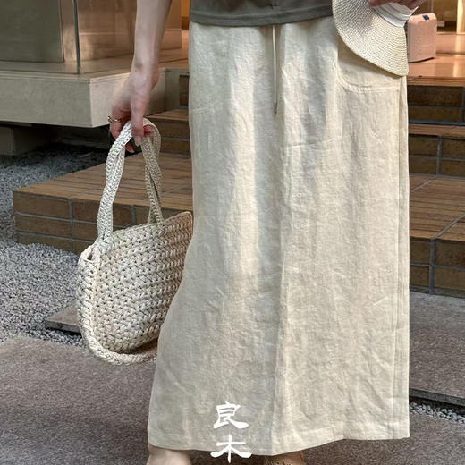 【不退不换】汗麻开衩半裙（33025320） 商品图1