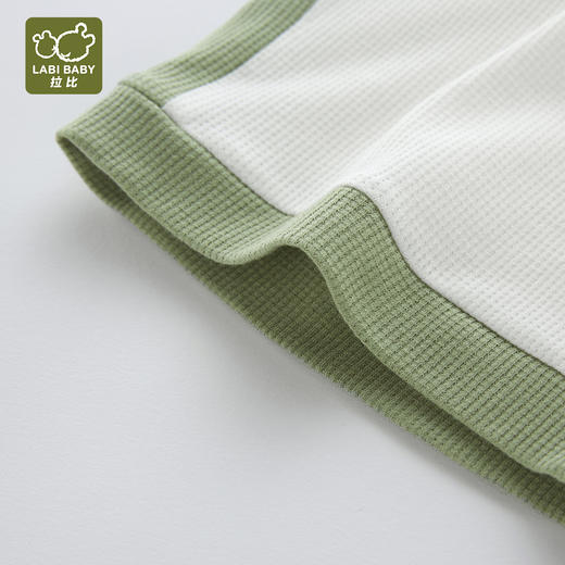 拉比-童衣类（夏）I5运动拼接圆
领服套装米白080 商品图2