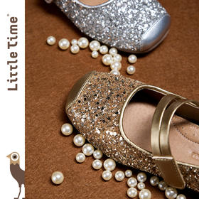 littletime女童公主鞋2025春夏新皮鞋儿童亮片金银芭蕾鞋礼服单鞋