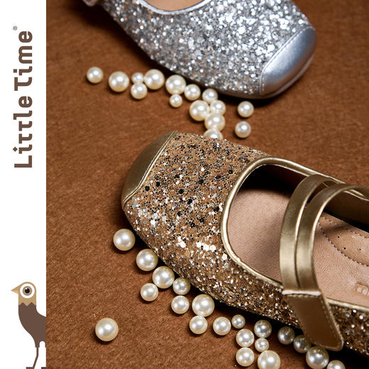 littletime女童公主鞋2025春夏新皮鞋儿童亮片金银芭蕾鞋礼服单鞋 商品图0