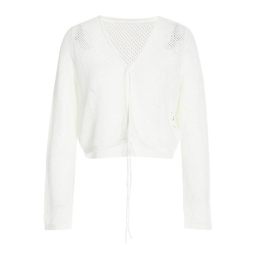 EITIE爱特爱网眼V领显瘦短款长袖针织罩衫纯色百搭2025夏季新款B2501608 商品图10