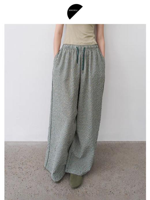 半圆/15313036/休闲宽松格子阔腿直筒裤 商品图2