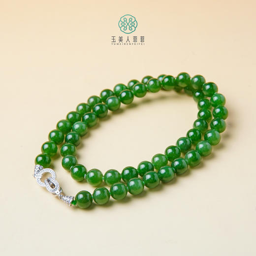 S925和田玉圆珠项链约8mm 商品图0