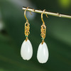 18k金羊脂白玉山流水玉兰花耳饰 商品缩略图1