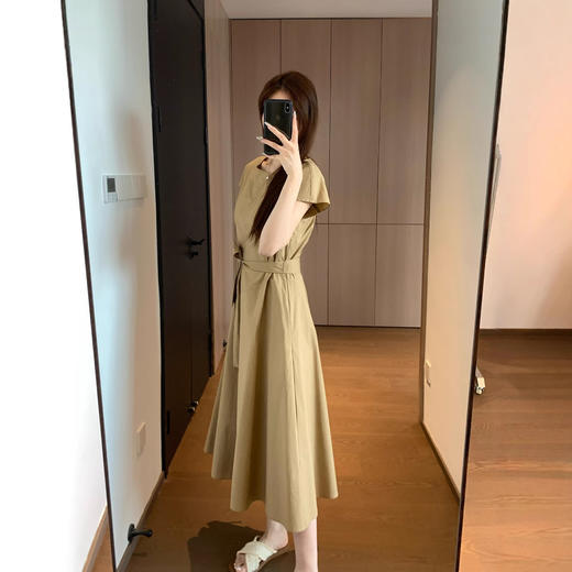 立体剪裁！2025高支高密全棉府绸圆领小飞袖腰带大裙摆连衣裙！ 商品图2