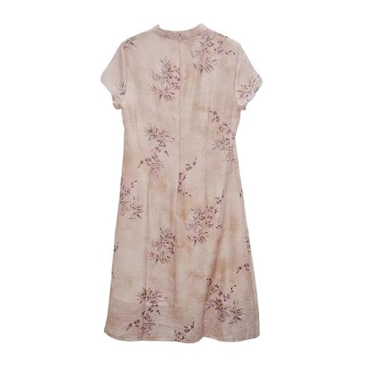 VIVIAN LIU薇薇安刘C2534101  盘扣背拉链花卉印花短袖旗袍连衣裙 商品图4