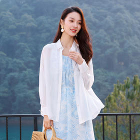 玳莎真丝雪纺衬衫女2025年夏季新款轻薄透气宽松100%桑蚕丝上衣 FB31306