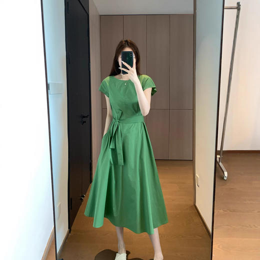 立体剪裁！2025高支高密全棉府绸圆领小飞袖腰带大裙摆连衣裙！ 商品图0