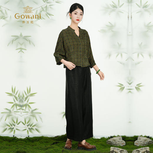 乔万尼新品新工艺印染中式风100%真丝上衣ED2C485 商品图3