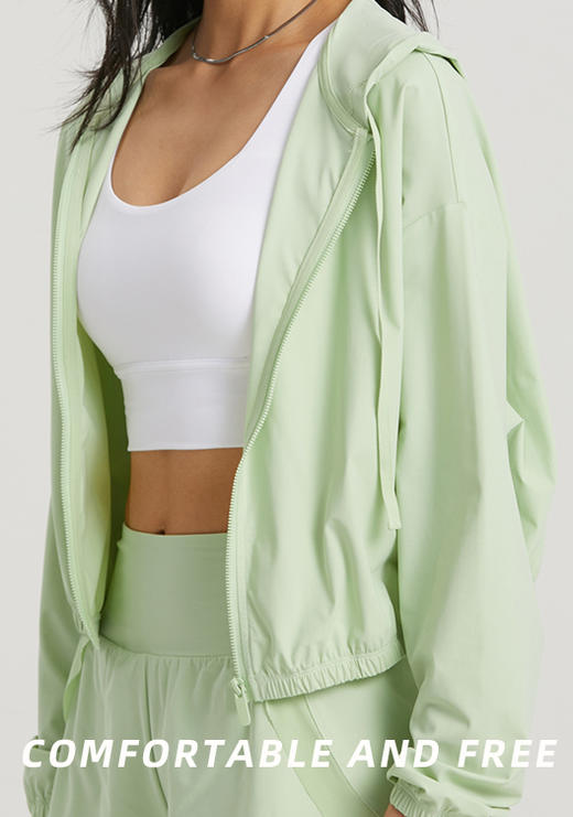 臣禾	【冰皮防晒衣】连帽抽绳防紫外线瑜伽服短外套	JZ252010675 商品图1