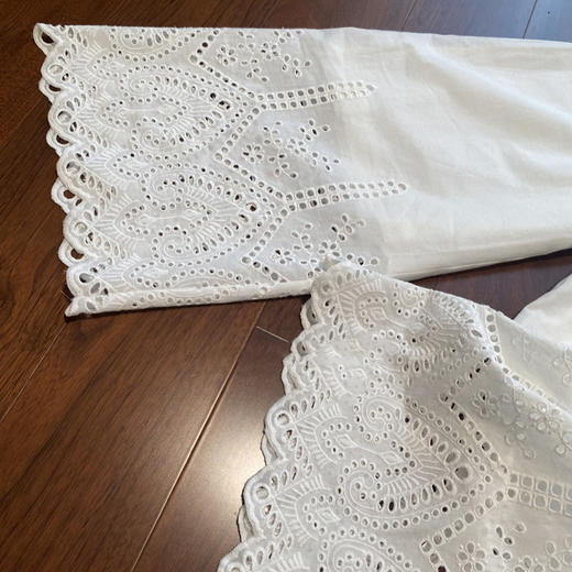 巨巨巨好穿！！2025夏季清爽高腰抽绳缕空刺绣工艺八分阔腿休闲裤女款 商品图0