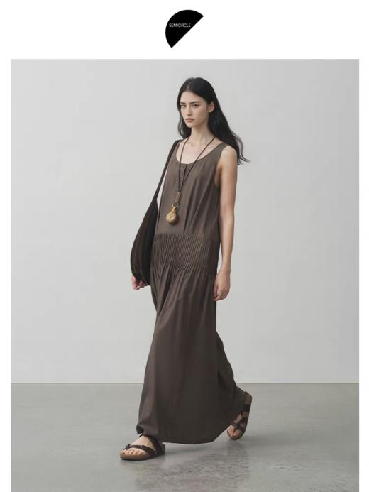 半圆/25535599/压褶无袖连衣裙 商品图1