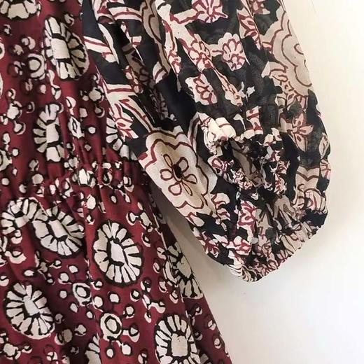 VIVIAN LIU V2524101  春季新款复古立领泡泡袖A字裙摆收腰连衣裙 商品图2