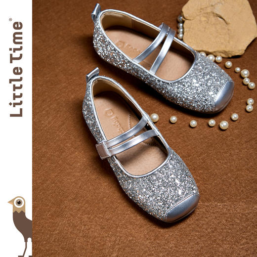 littletime女童公主鞋2025春夏新皮鞋儿童亮片金银芭蕾鞋礼服单鞋 商品图1