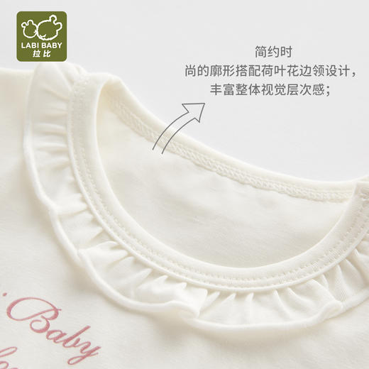 拉比-童衣类（夏）I5精致偏开连体短袖衣米白059 商品图4