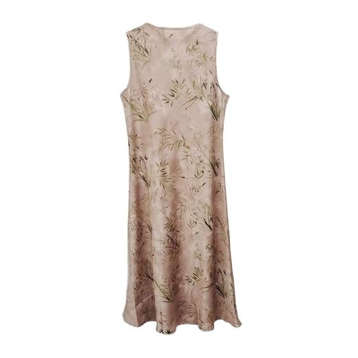 薇薇安刘A2534103 夏季女装新款圆领盘扣竹影印花无袖中式连衣裙 商品图1