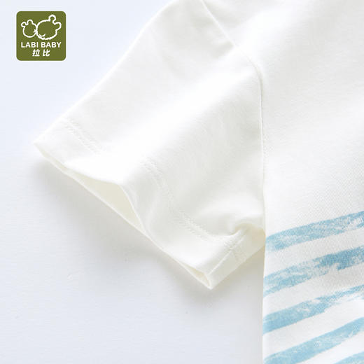 拉比-童衣类（夏）I5精致条纹三角连体衣米白059 商品图3