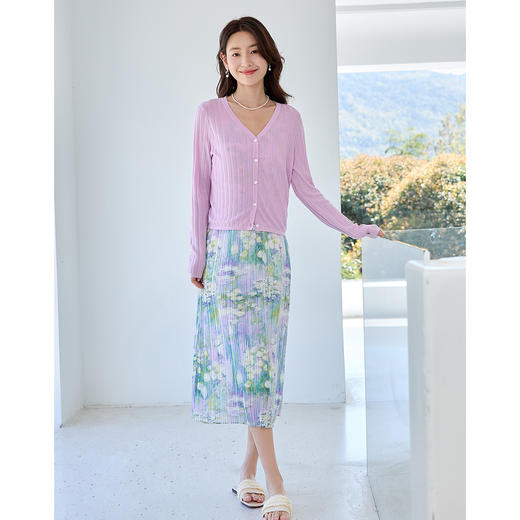 【专属特价】熙世界100%天丝针织开衫薄2025夏日新款宽松冰丝空调衫防晒罩衫 商品图5