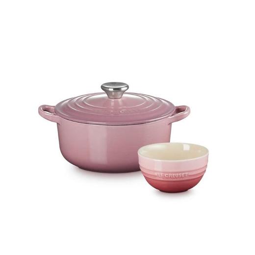 酷彩 24CM圆形锅紫粉色+米饭碗浅蔷薇粉 商品图0