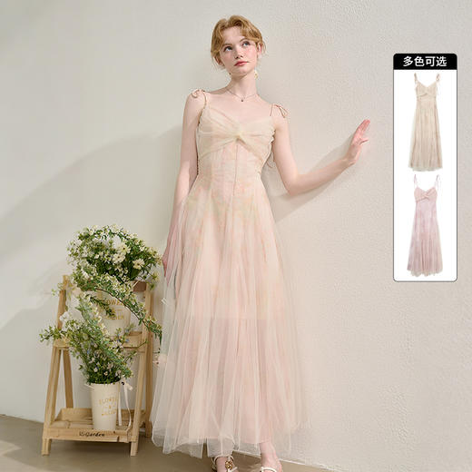 【仙气飘飘】法式浪漫设计感罩纱连衣裙女2025夏季碎花吊带裙H0050816 商品图0