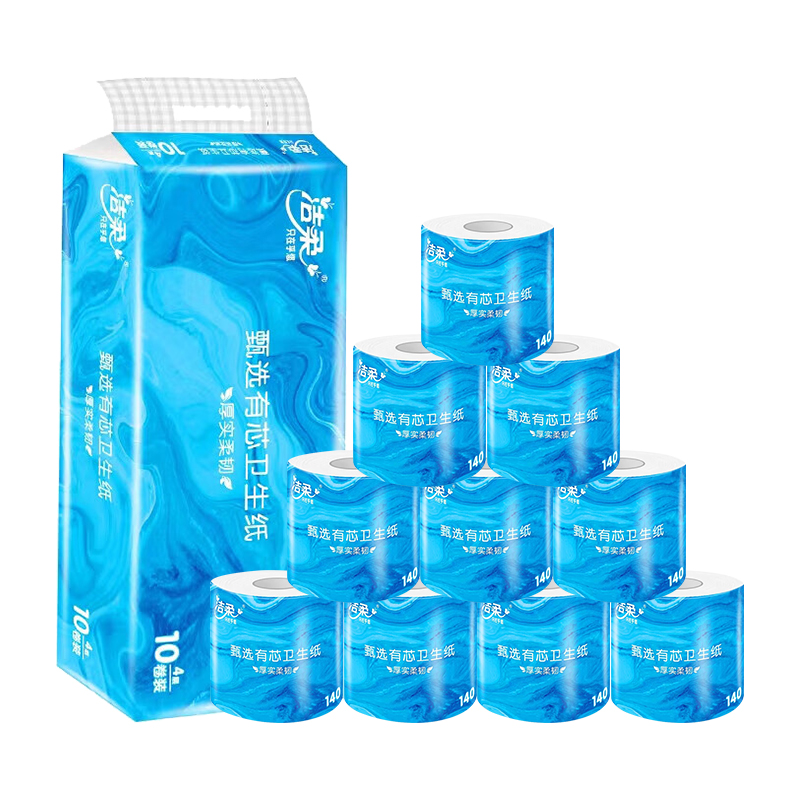 洁柔 有芯卷纸4层140g*10卷(新旧款式随机) JR0WX0010E