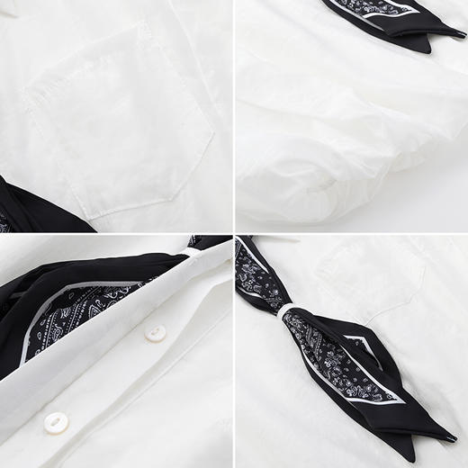 女装翻领陪丝巾款下摆抽皱无袖衬衣-252C5223006 商品图2