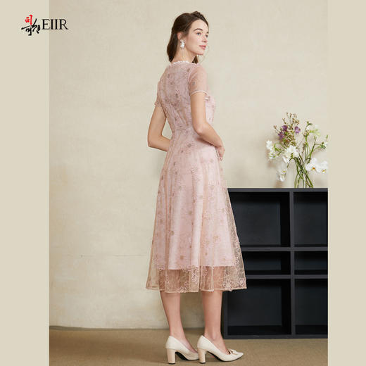 司歌蕾丝绣花仙气短袖收腰连衣裙中长裙A911129X 商品图3