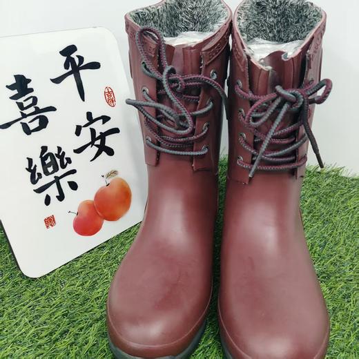 24号款绑带雨靴中筒日系好看雨鞋防水耐磨橡胶防滑加厚加绒胶雨鞋 商品图0