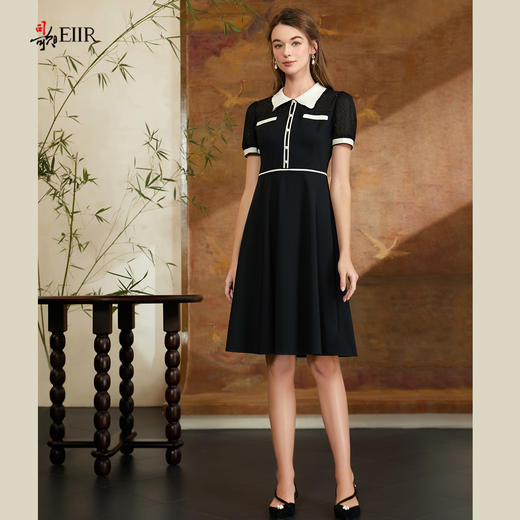 司歌弹力翻领短袖收腰连衣裙A911242X 商品图0