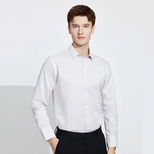 【棉混纺 亲肤透气】罗蒙春秋长袖衬衫男士商务正装通勤职业工装上班纯色衬衣男 商品图5