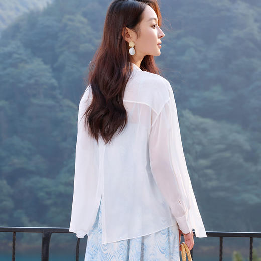 玳莎真丝雪纺衬衫女2025年夏季新款轻薄透气宽松100%桑蚕丝上衣 FB31306 商品图2