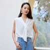 玳莎飘带V领真丝无袖小衫女2025年夏季新款白色通勤桑蚕丝T恤上衣   FB31006 商品缩略图3