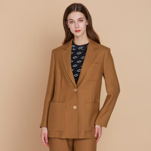 EITIE爱特爱冬季新款气质通勤修身显瘦干练100%绵羊毛毛呢西装外套603301 商品图5