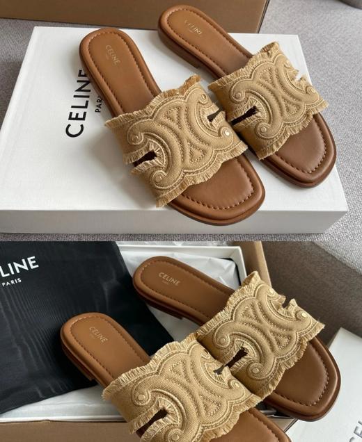 凯旋门牛仔猫须纯皮鞋拖 商品图3