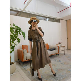 【贝拉推荐】柞蚕丝香云纱非遗工艺 斜纹绸柞蚕丝连衣裙 大气通勤工装风 挺括不易皱