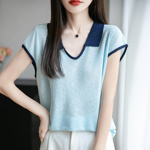 小众不撞款翻领打底衫女2025初夏穿搭新款上衣今年流行的爆款小衫 商品图0