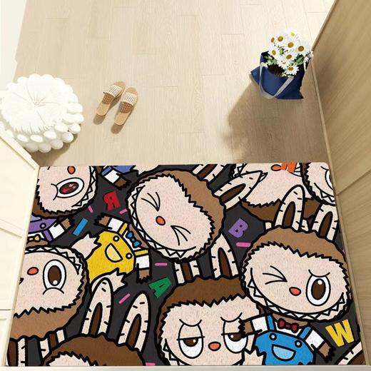 【卡通地垫，时尚可爱！】labubu拉布布卡通入户门地垫 丝圈脚垫玄关易打理 pvc防滑地毯-QQ 商品图6
