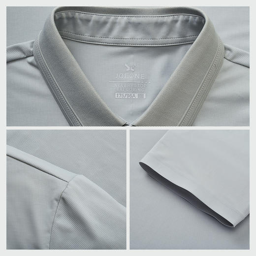 九牧王 冻感T恤 夏灰色翻领修身版短袖POLO衫 JT2E2A727 商品图3