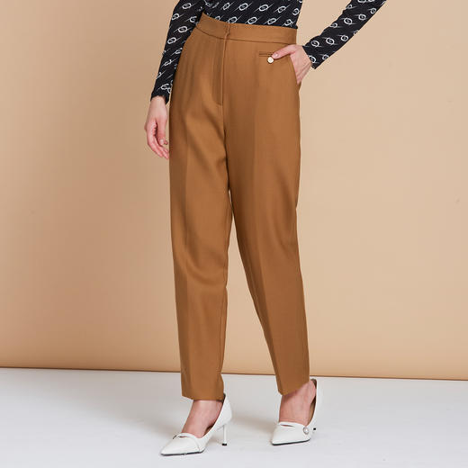 EITIE爱特爱冬季新款通勤百搭显瘦100%绵羊毛毛呢裤子7605303 商品图4