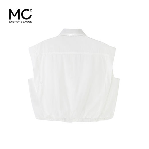 女装翻领陪丝巾款下摆抽皱无袖衬衣-252C5223006 商品图4