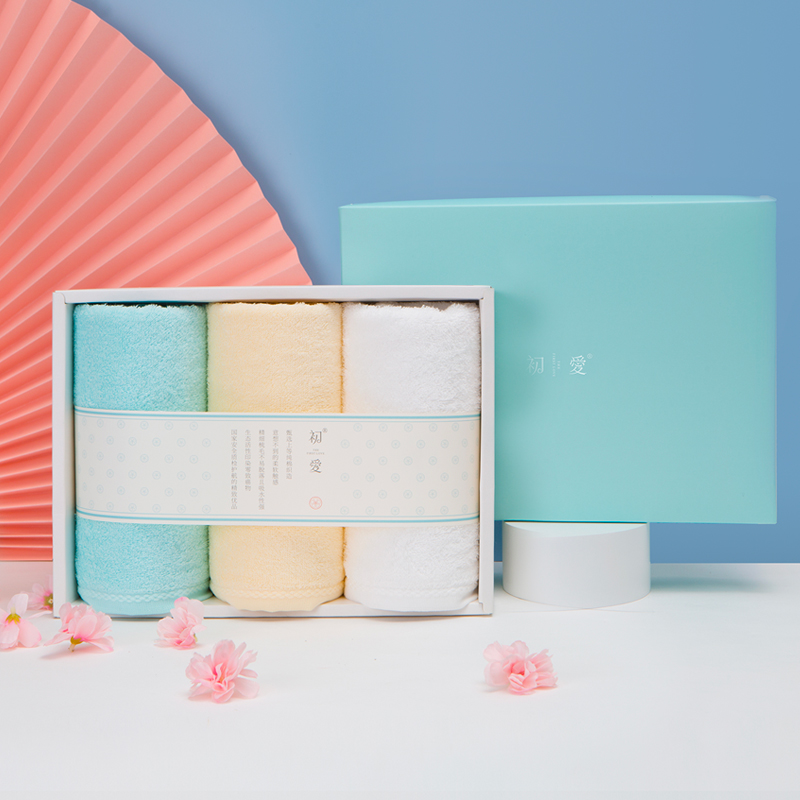 初爱 轻悦三条毛巾礼盒34*72cm QY003