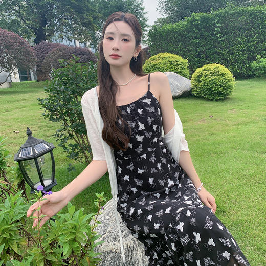 奢姿大码女装2025夏季时尚减龄吊带连衣裙胖妹妹气质优雅碎花裙子9952893947B 商品图2