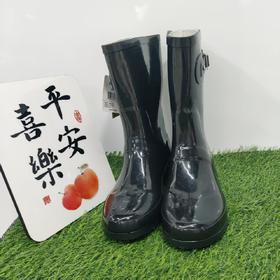 4号款新款夏季雨靴 又轻又软中筒黑色橡胶雨鞋瘦筒靴中靴黑色中筒靴