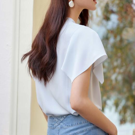 玳莎飞飞袖真丝衬衫女2025年夏季新款通勤气质轻薄透气小立领上衣 FB31109 商品图3