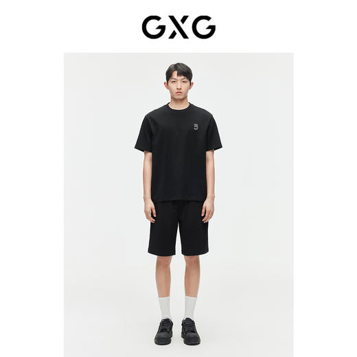 GXG男装 【新品推荐】24夏季新品双色休闲简约撞色印花圆领短袖t恤男 商品图1