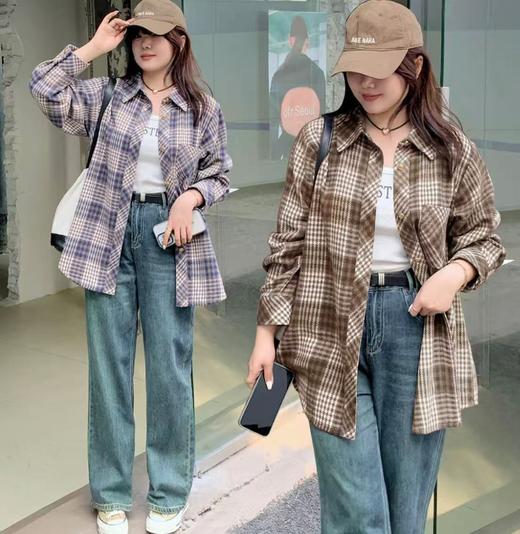 【诗铭洛可】W1118格子宽口袋衬衫显瘦色织格A6-2/A7-2/A8-2 商品图2