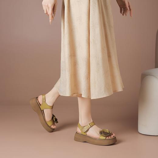 【牛皮】民族风花朵凉鞋女夏季新款复古轻便厚底休闲凉鞋-BB 商品图6