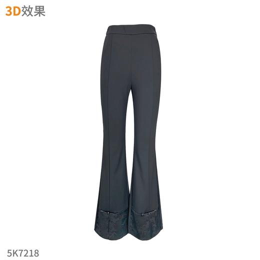 夏季款韩版后松紧腰轻国风脚口开叉拼接缎面印花微喇叭裤    AC-5K7218 商品图1