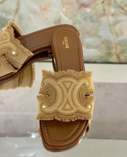 凯旋门牛仔猫须纯皮鞋拖 商品图11